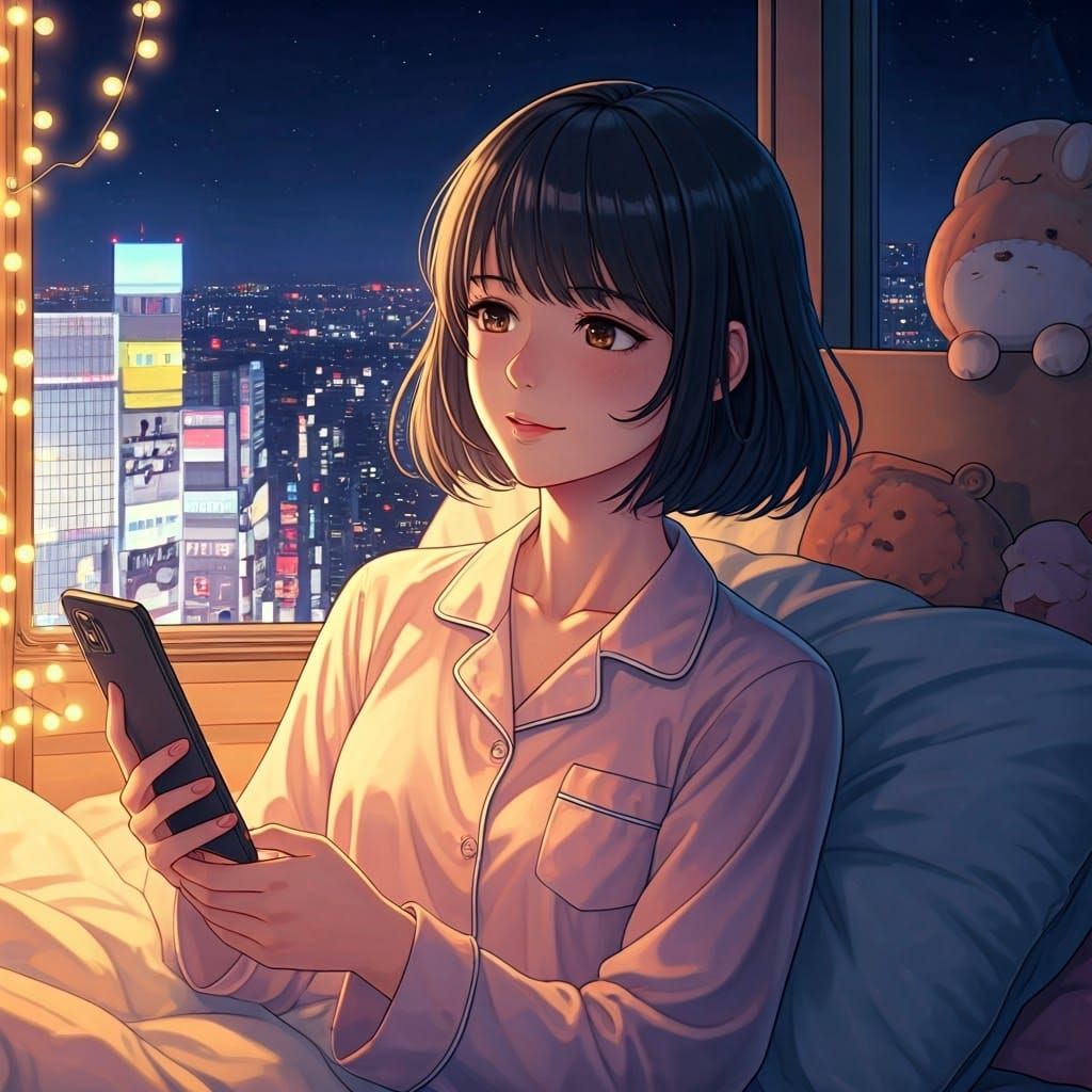 Kawaiipunk Woman in Shibuya Tokyo at Night