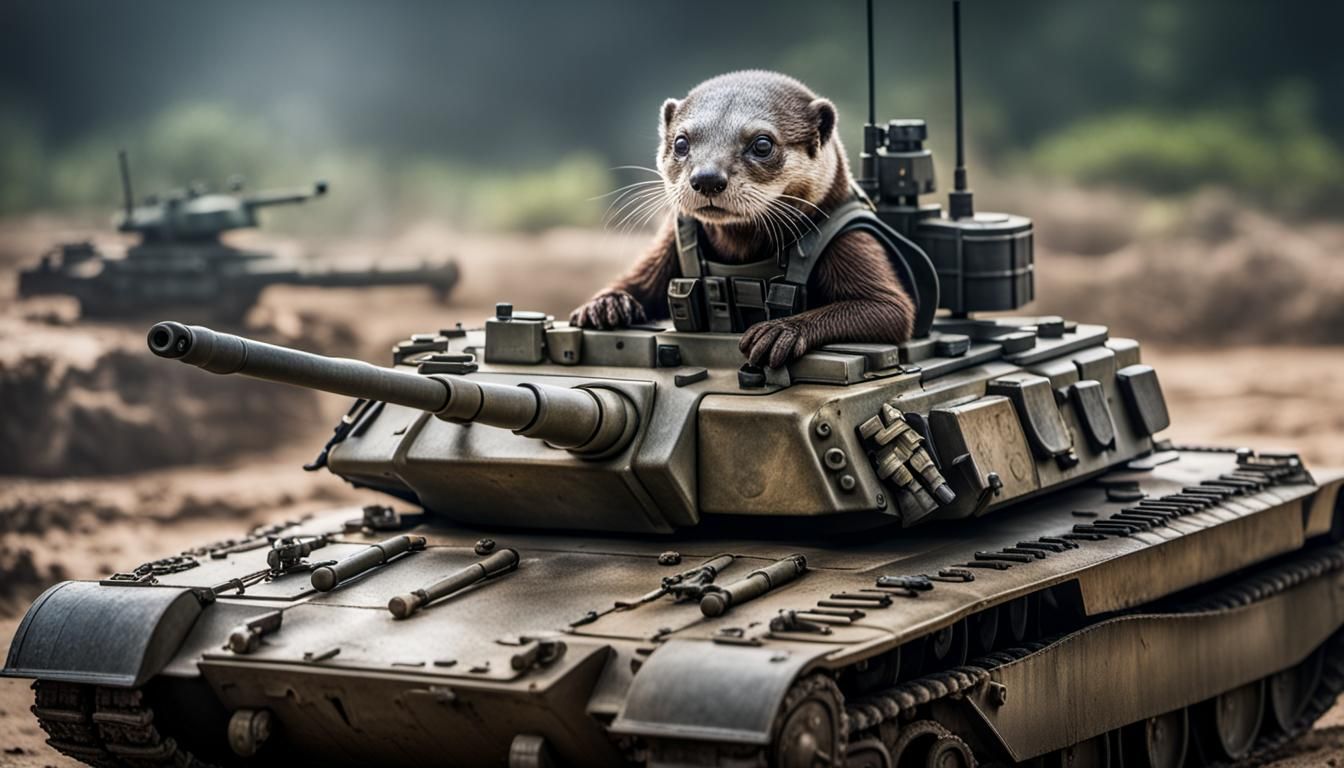 Soldier-otter driving a tank. - AI Generated Artwork - NightCafe Creator