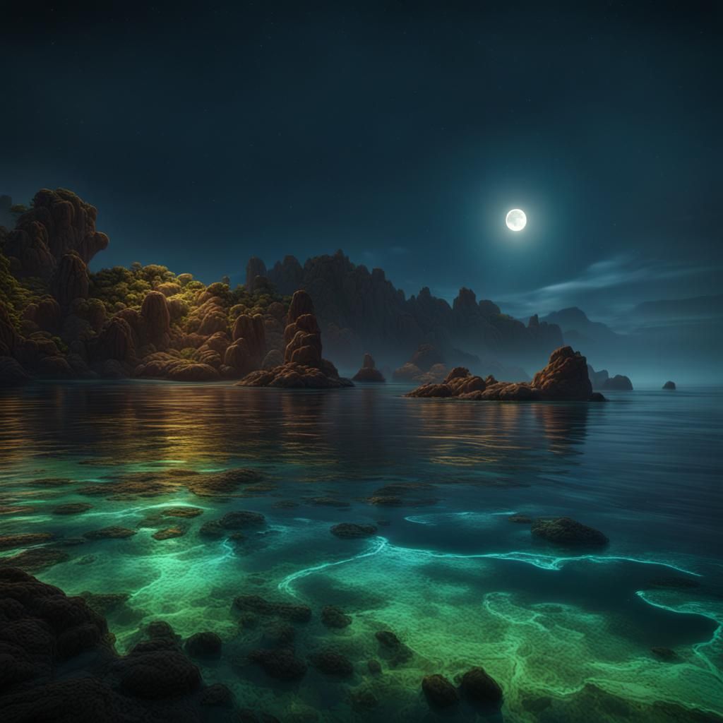 Bioluminescent Algae  by @undefined