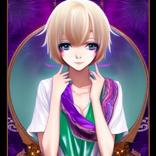 Anime Girl with Blond Hair and Emerald Eyes