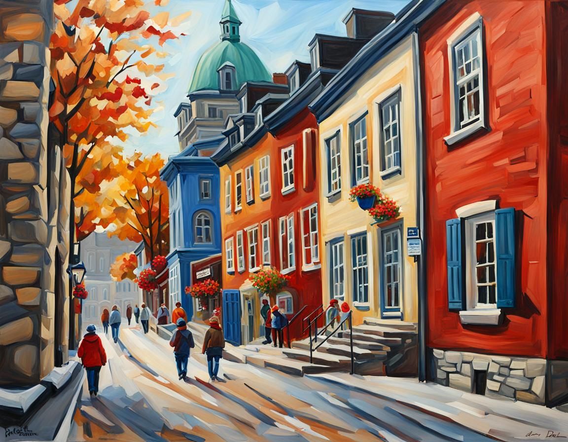 Painting Streetscape  Old Quebec City1