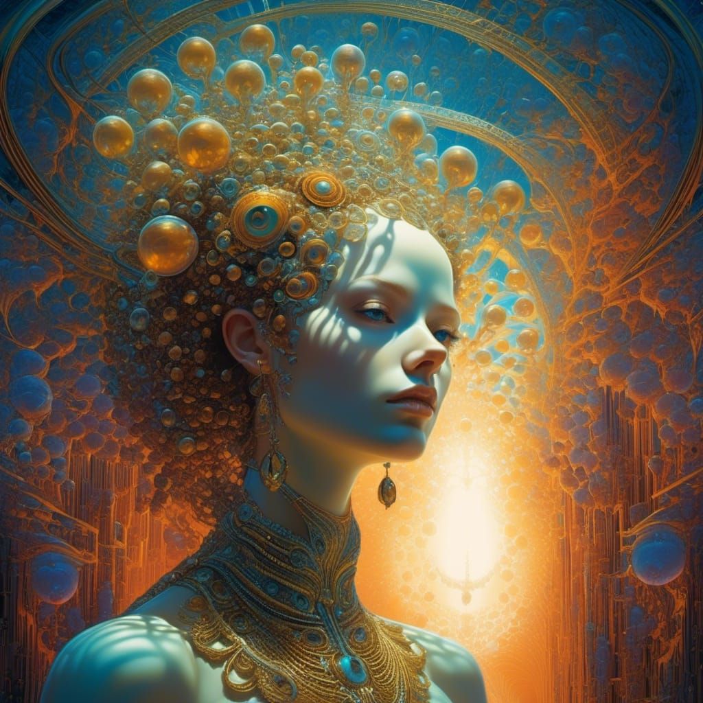 Psychedelic Fractal Portrait in Alex Grey Style