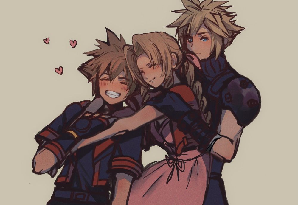 Sora, Aerith, and Cloud