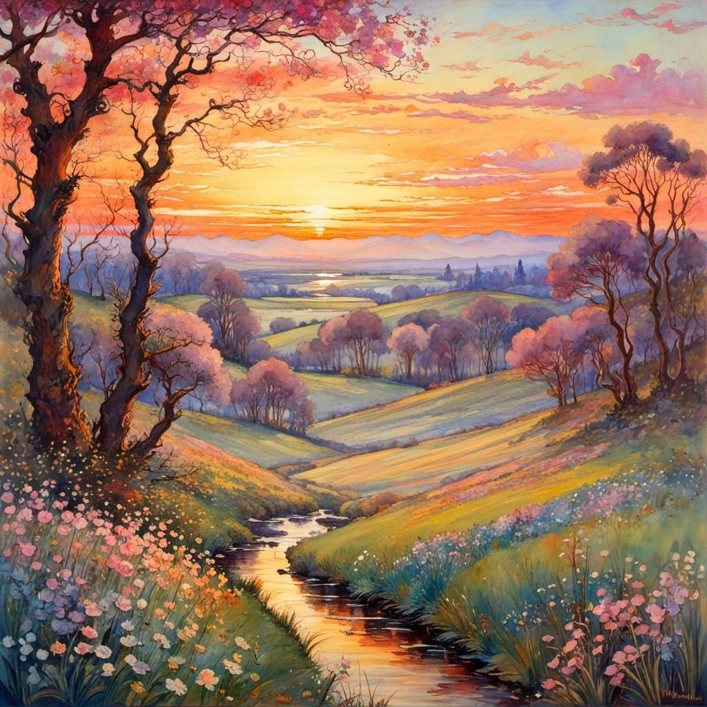 Sunrise over a spring landscape  by @Gokiburi