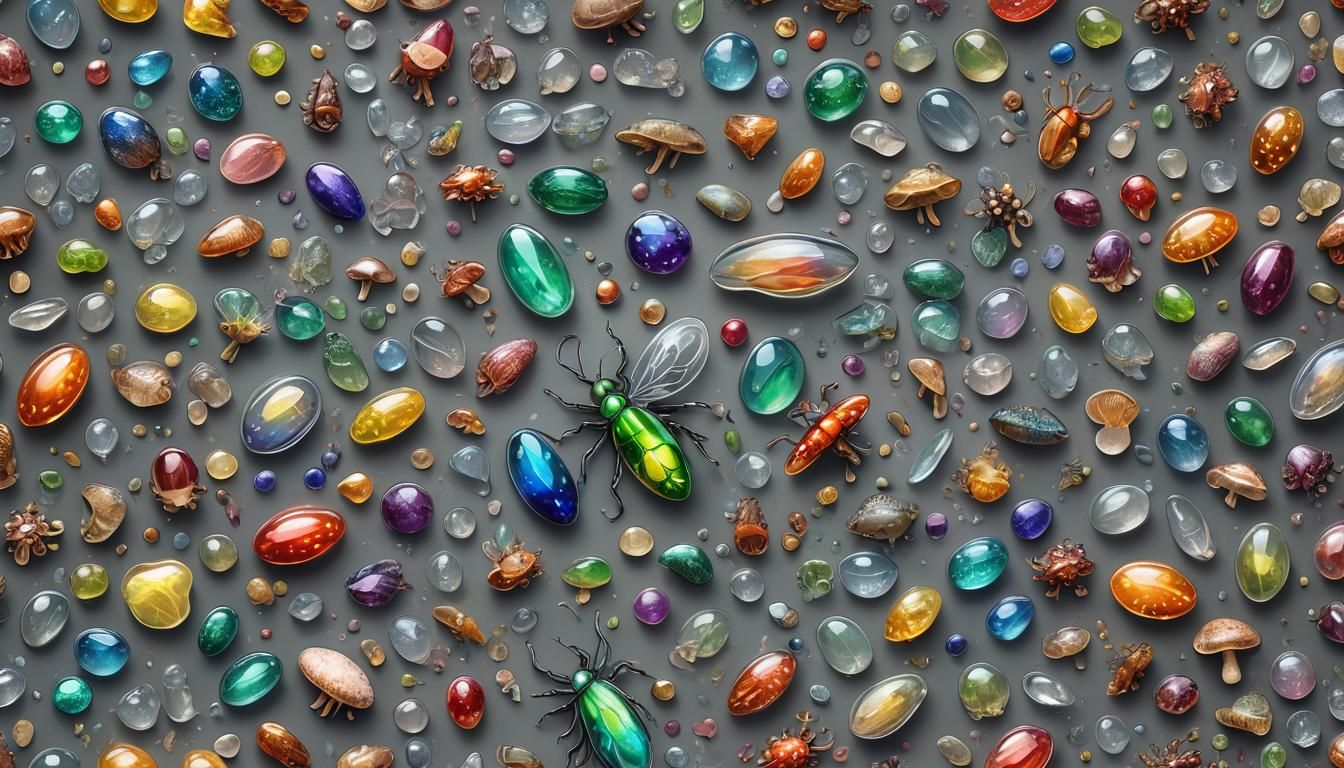 An illustration of a ((whimsical transparent glass rainbow  ...