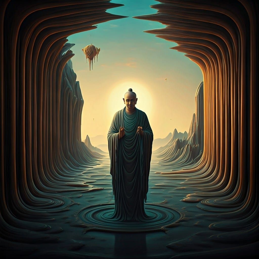 Dreamlike Bodhisattva and Tathagata in Surrealist Style