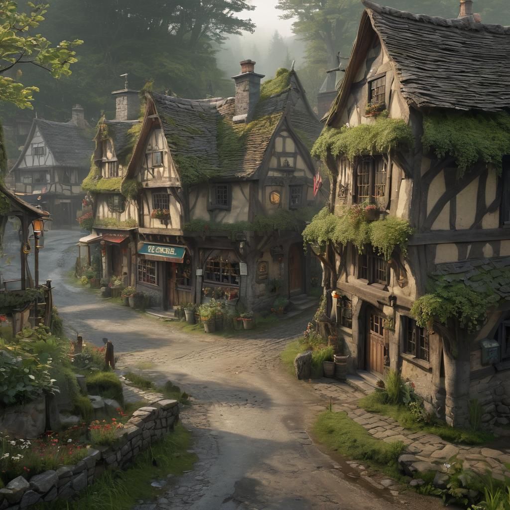 The bucolic town of Eldergrove, build around a crossroads inn, with small shops and homes nestled against the edge of the Whisperwood forest...