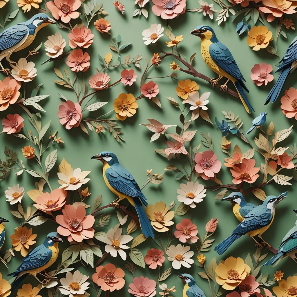 birds and flowers