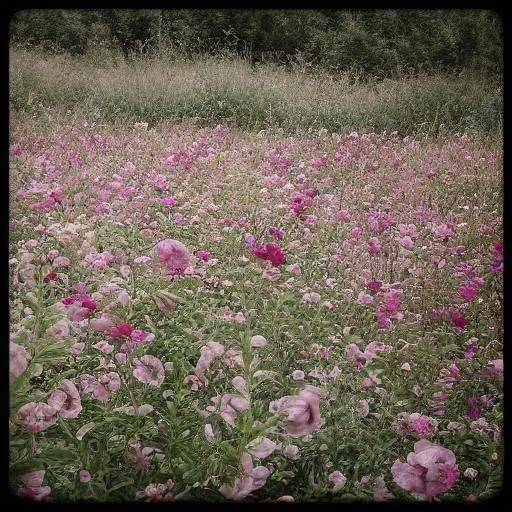 <lora:Nature Love:1.0> Colorful flowers on a beautiful meadow near a dilapidated mansion on a slope, cinematic photography, Hyperrealistic,...