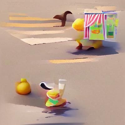 A Duck Walking Down To A Lemonade Stand
