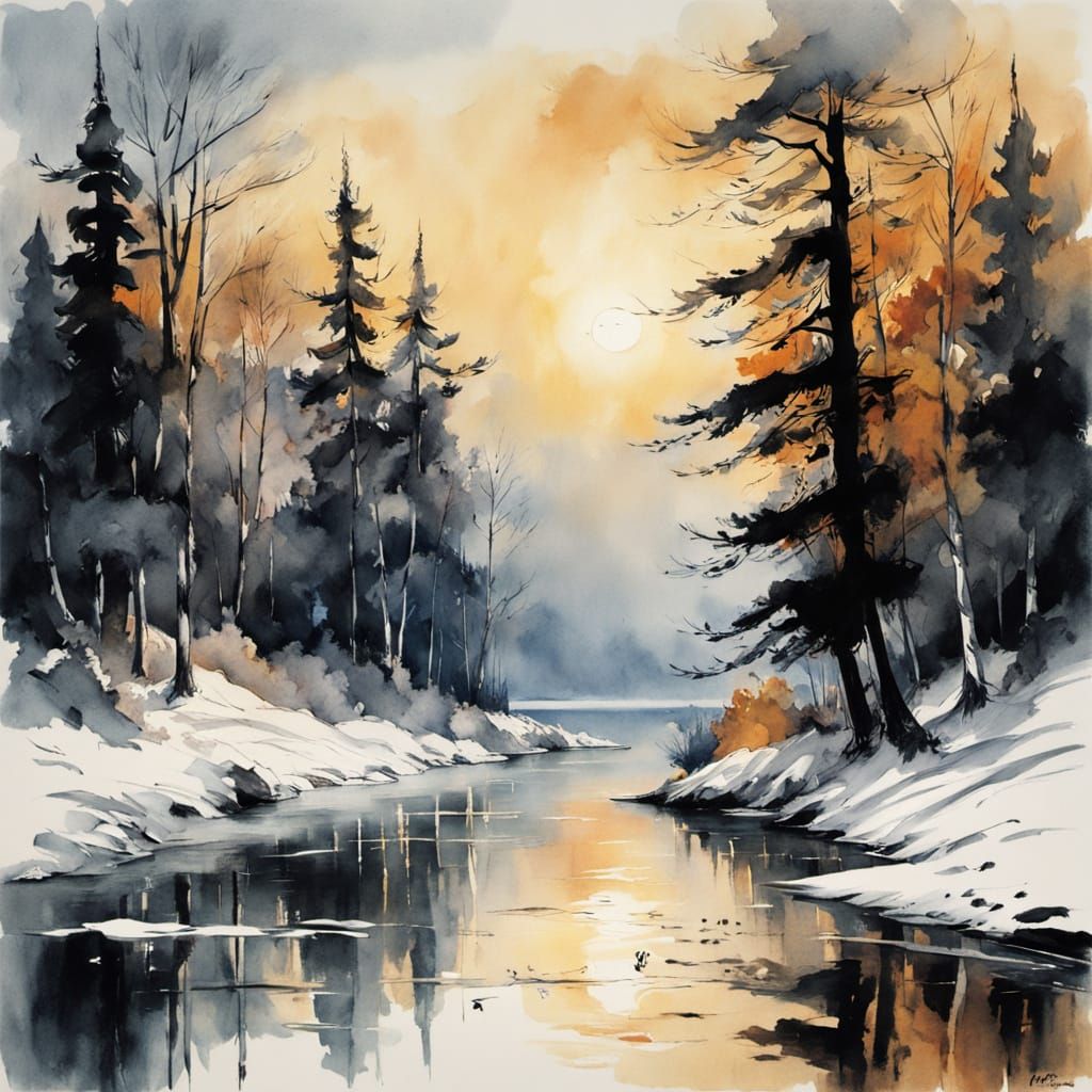 winter in watercolour   by @Autumn