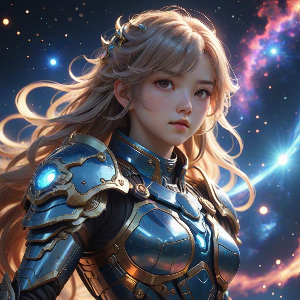 Celestial Being in Nebula: 3D Anime Art