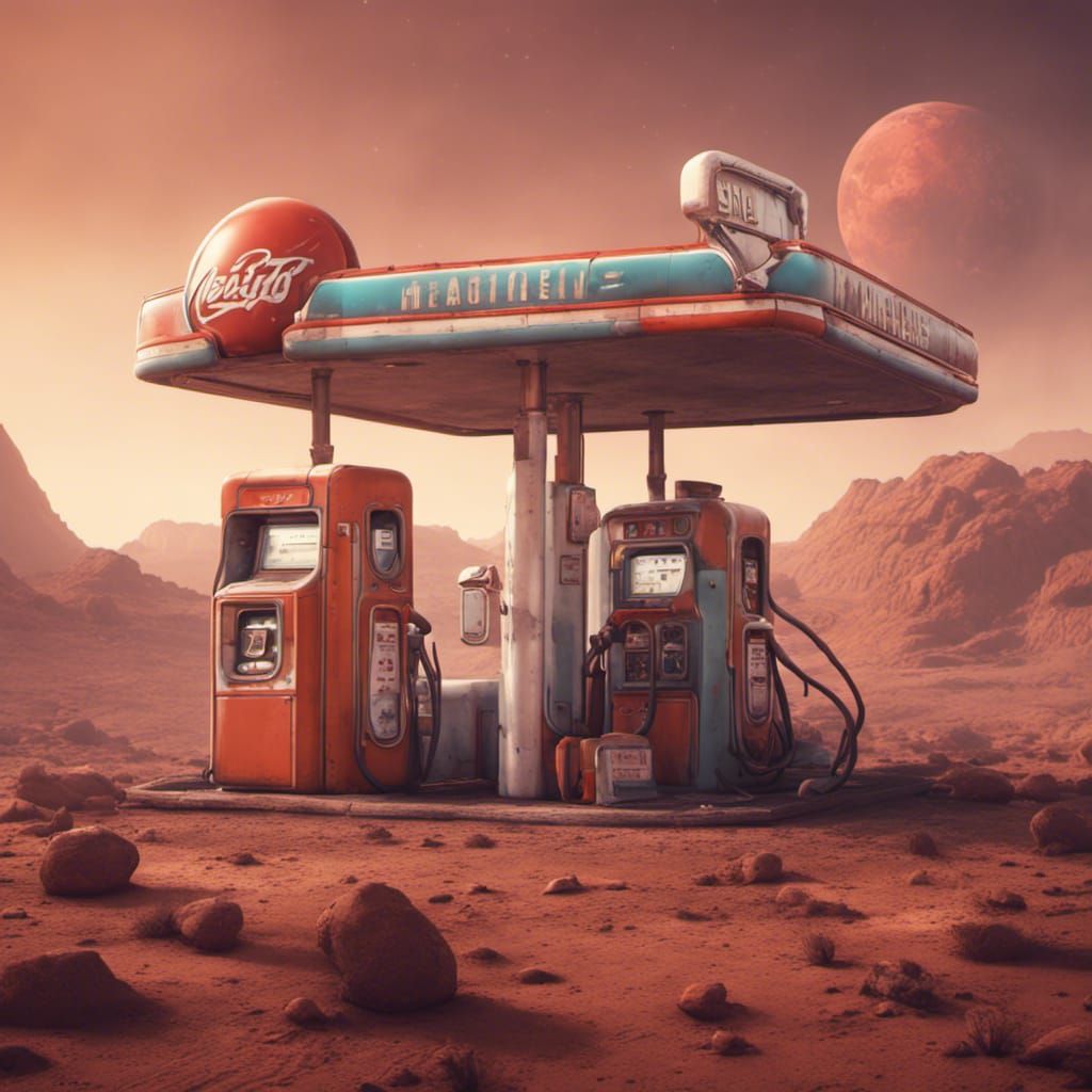 Retro gas station on Mars