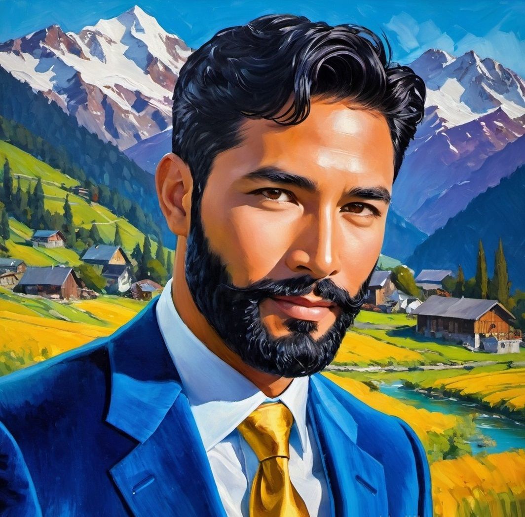 A handsome  elegant gentleman with   black  beard   wearing ...