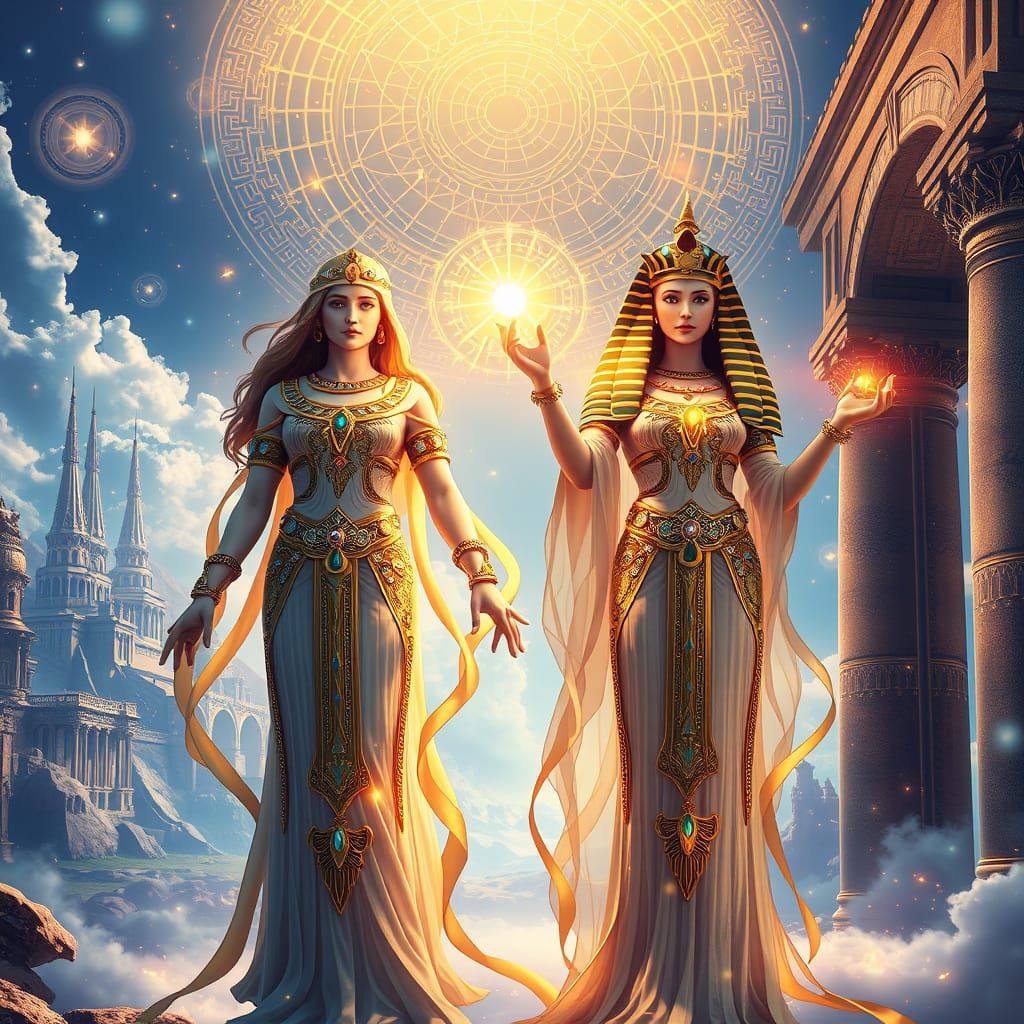 Celestial Goddesses in Ancient Egyptian Splendor - AI Art
