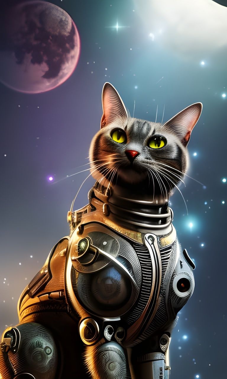 Space Homestead 2123AD - Cyborg Cat #cy720.ver5  by @kittyv