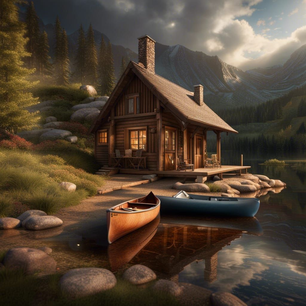 Peaceful cabin   by @Rabbid
