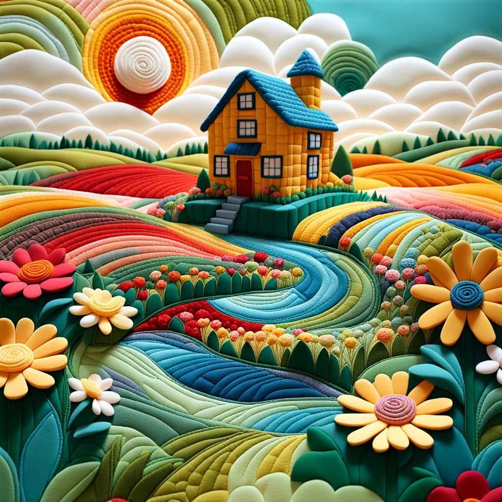 3D Quilted Scenes Charming illustrations featuring quilted landscapes, where patchwork fields.
made with ...  by @Kondra Katalin 