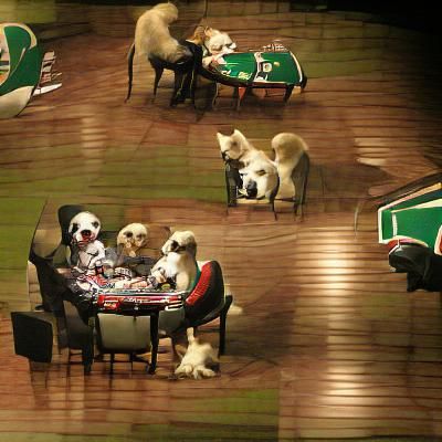 Dogs playing poker