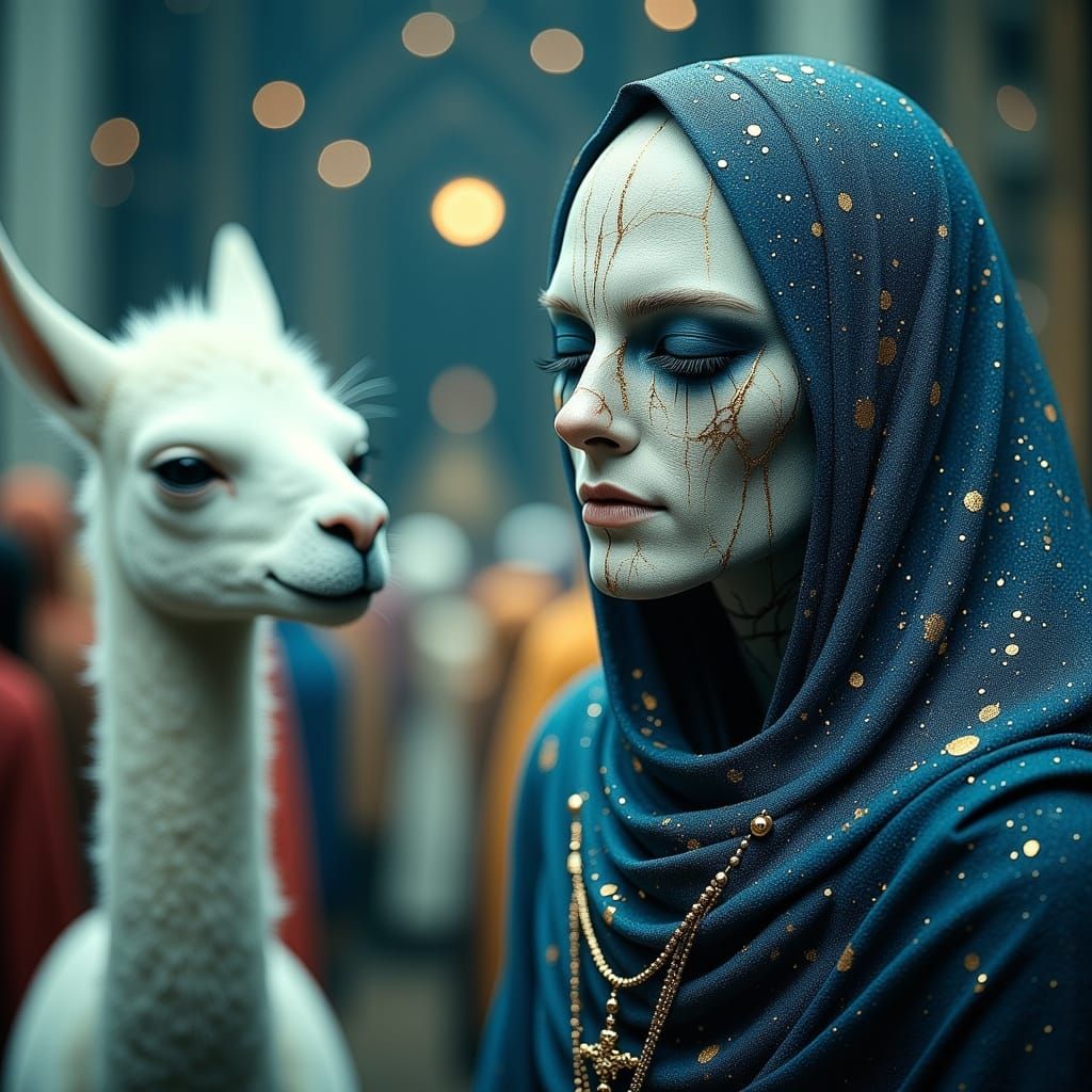 Alpaca next to a Pleiadian