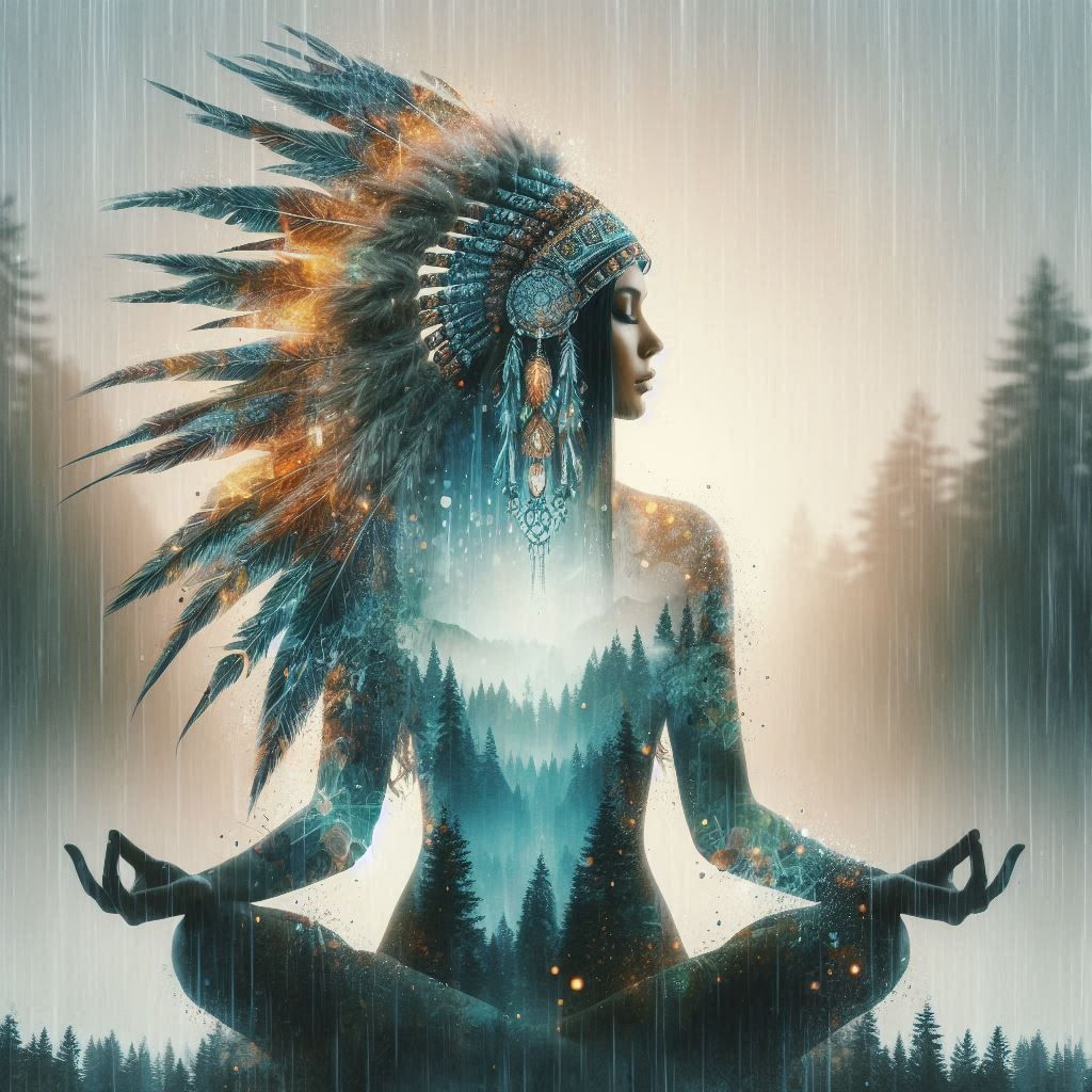 double exposure beautiful fantasy DALL-E 3 portrait landscap...