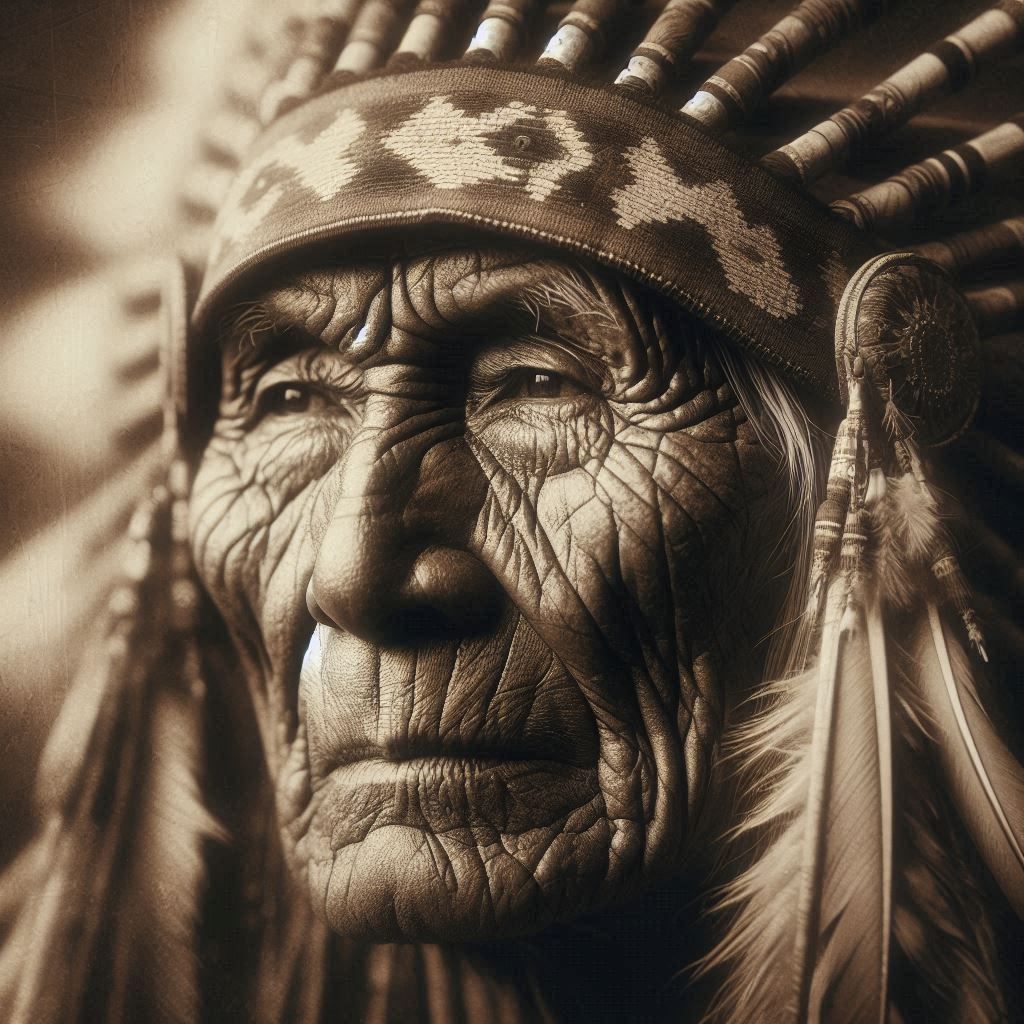 Vintage Photograph of Chief Silver Bear of the Skywalkers Tr...