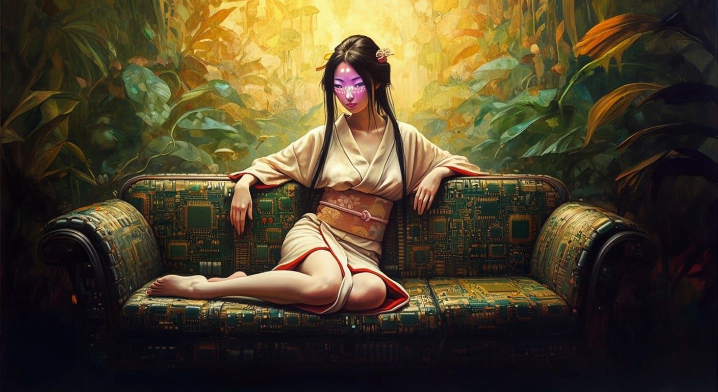 Minimalism Nippon Female Fantasy World Fantasy Oil Painting ...