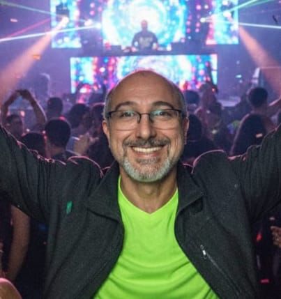 Dancing at a rave having the time of life