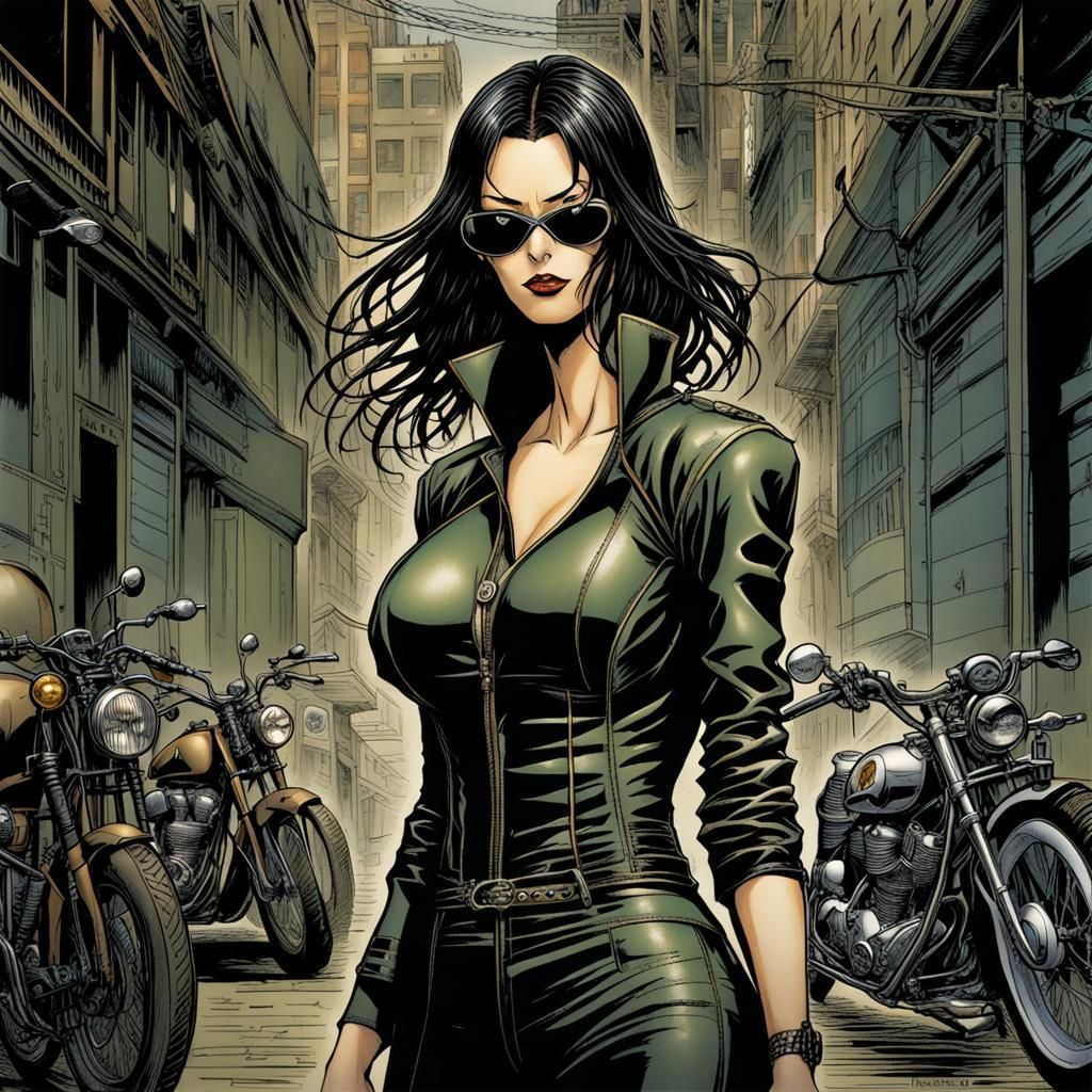 Alternative biker in action comics