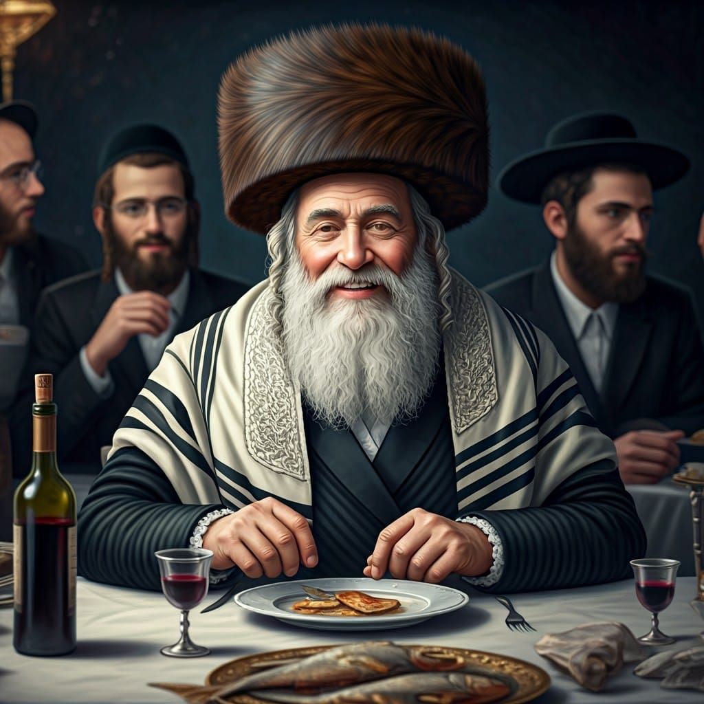 Joyful Jewish Man in Traditional Dress: Fantasy Concept Art