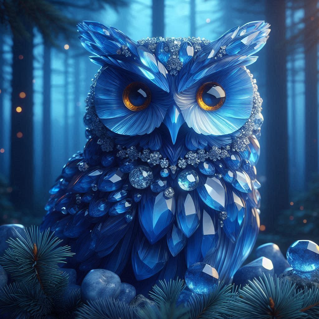Blue sapphire owl