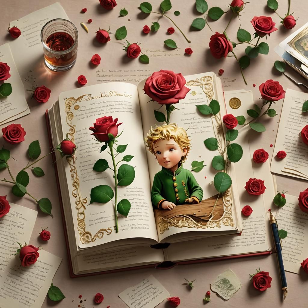 Storybook Illustration: Rose Growing from 'Little Prince'