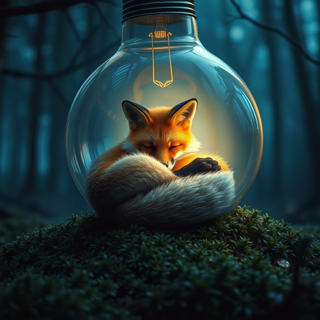Fox in Lightbulb: Magical Realism Image