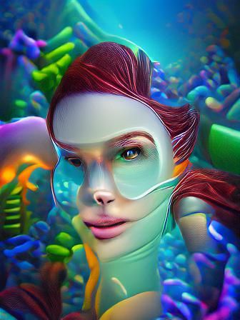 Fantasy sci-fi woman | underwater | mermaid | ambient occlus...