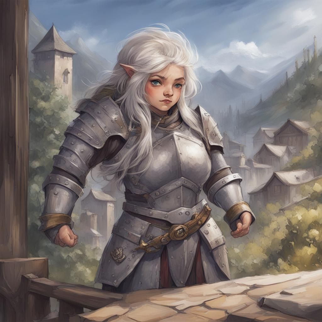 Female Duergar Dwarf, Grey  complexion, Beautiful, youthful,...