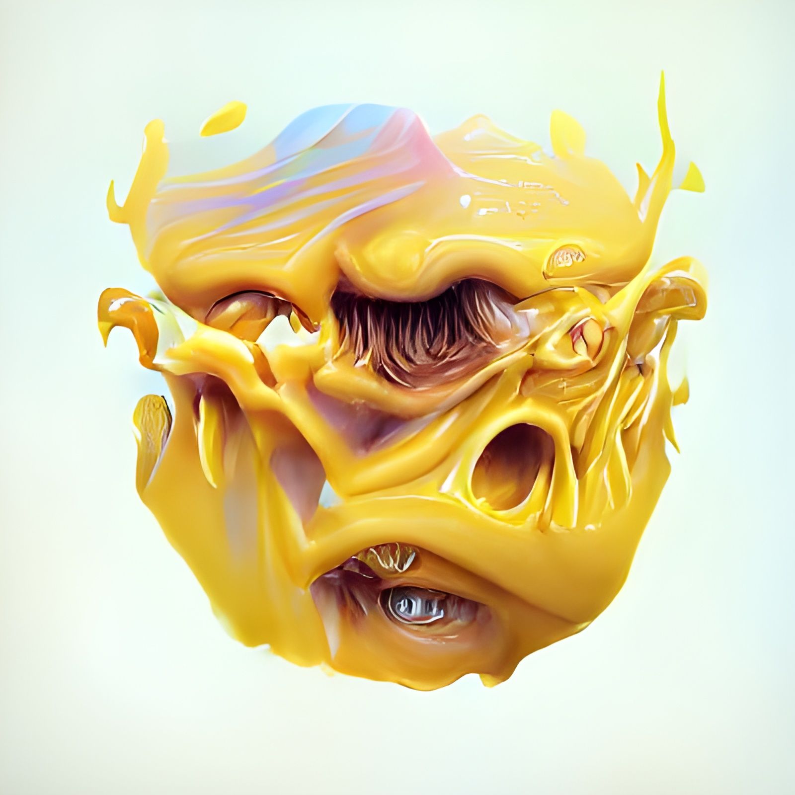 Exploding Head: Surreal Oil Painting in Steampunk Style