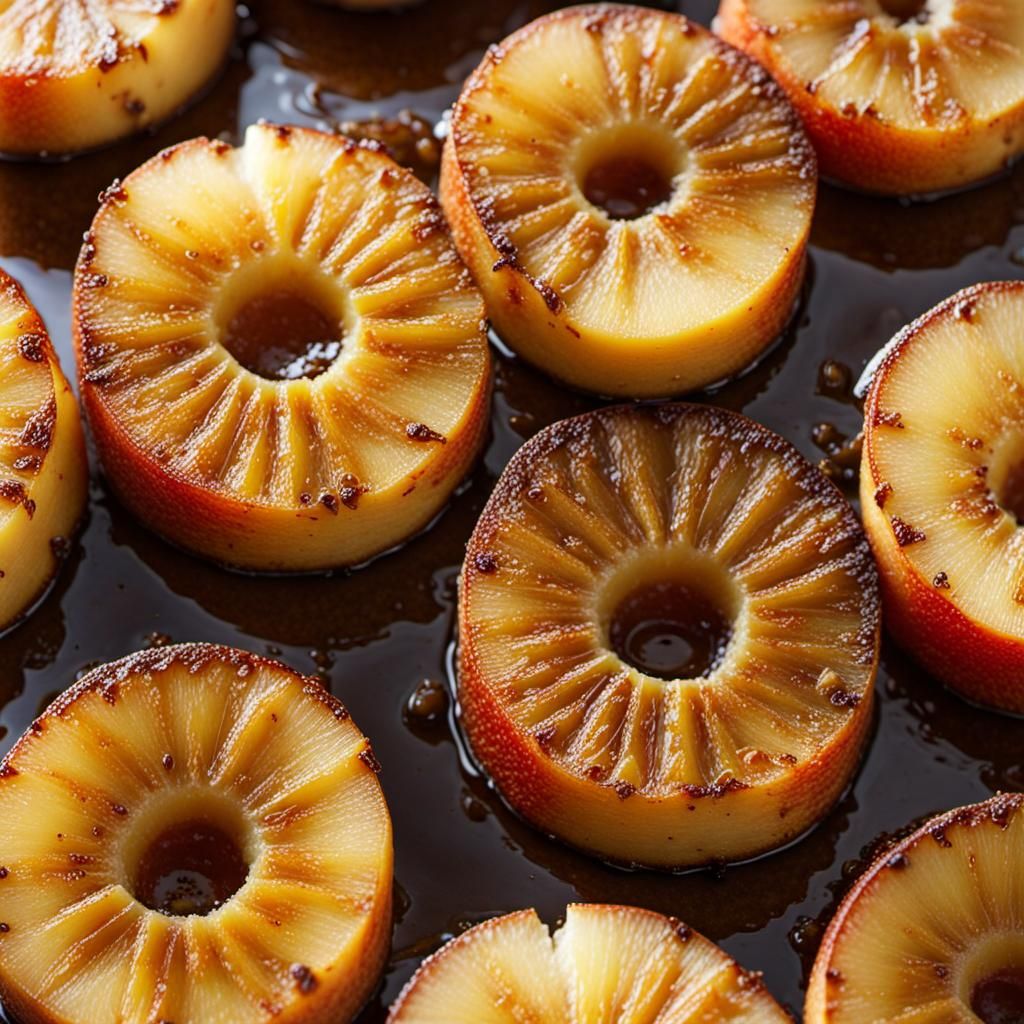 Pineapples caramelized with brown sugar