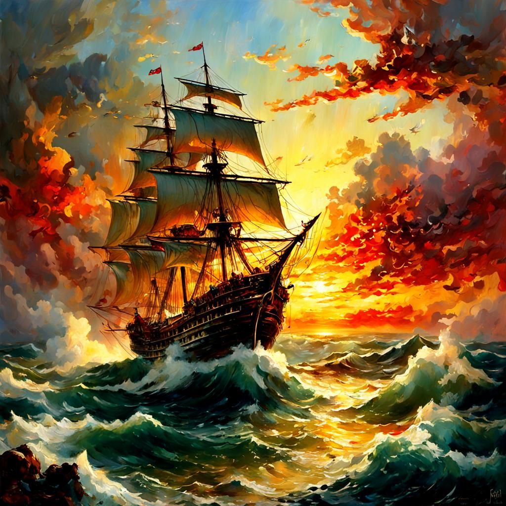 "a masterpiece of maritime landscape, a magnificent sunset. ...