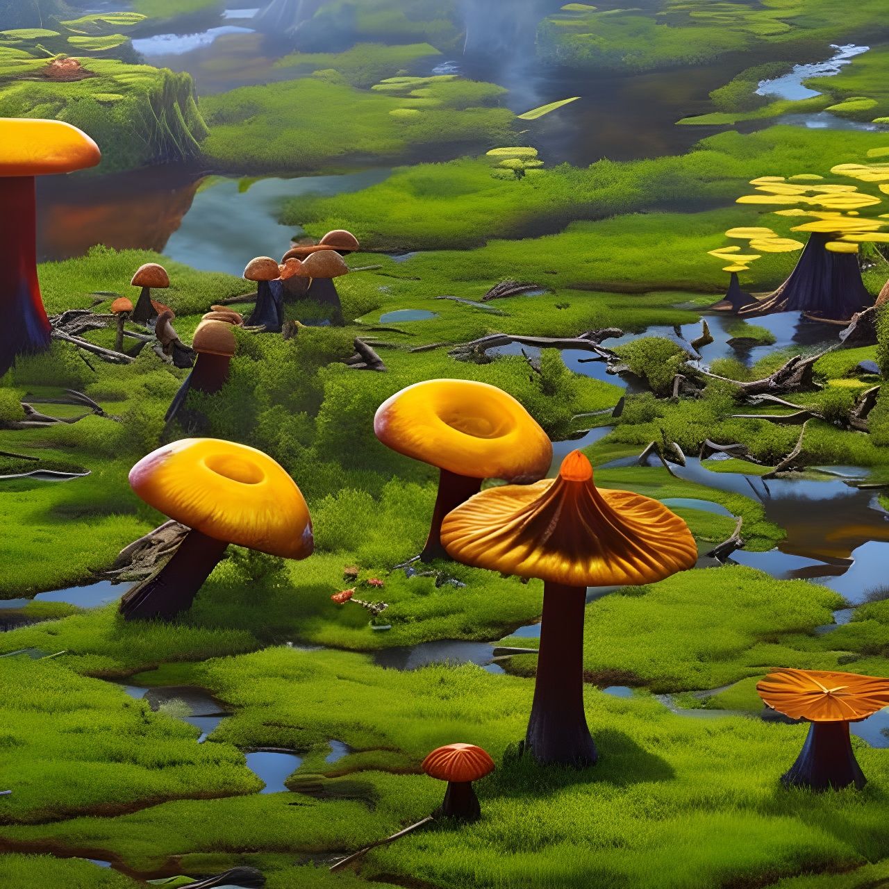 Mushroom Swamp X - AI Generated Artwork - NightCafe Creator