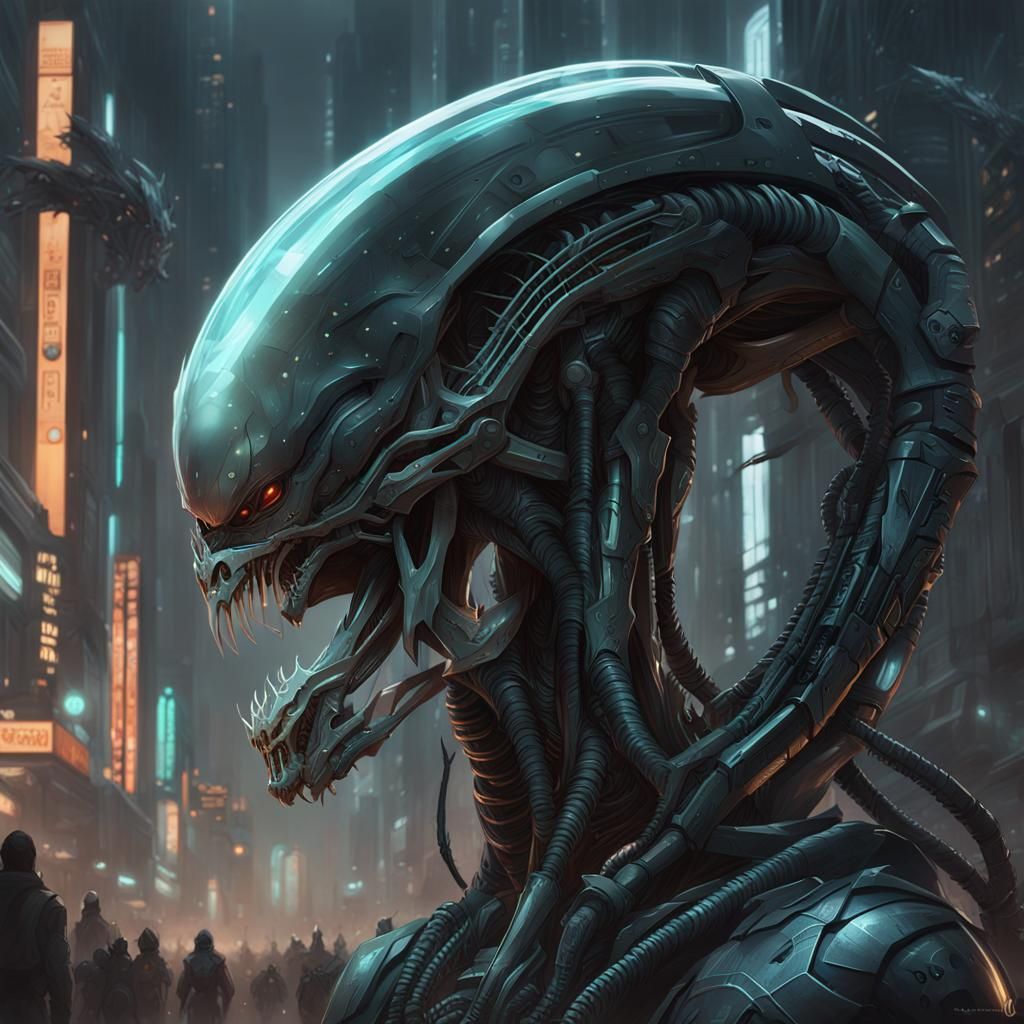 a portrait of a beautiful cybernetic xenomorph - AI Generated Artwork ...