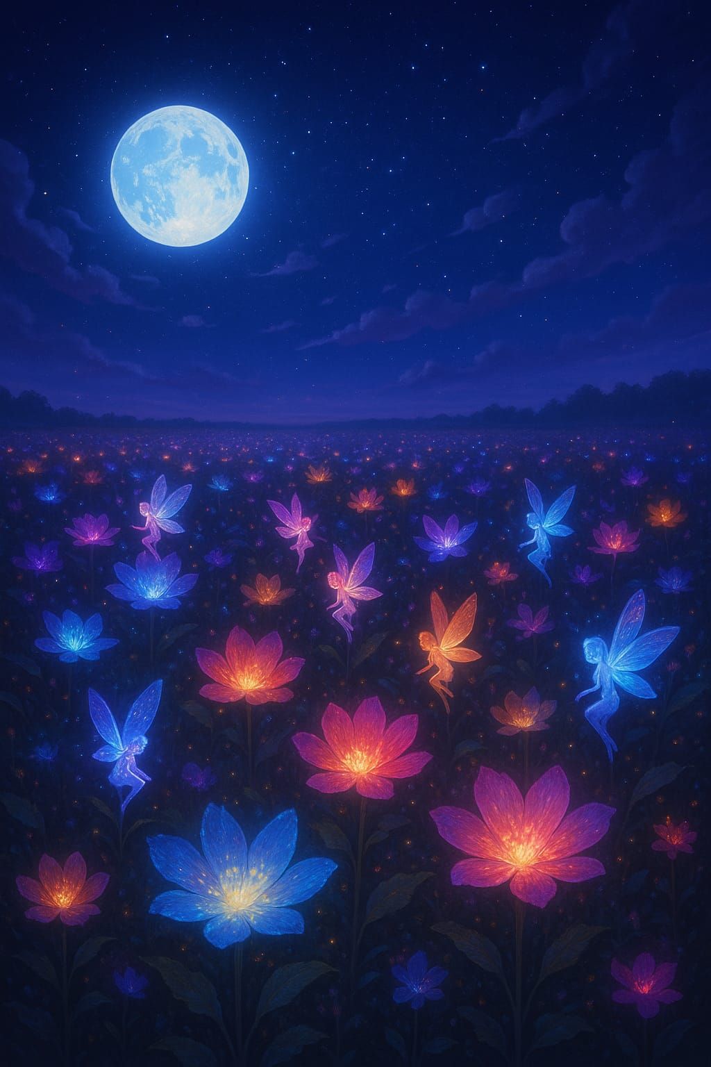 Enchanted Night of Glowing Blossoms
