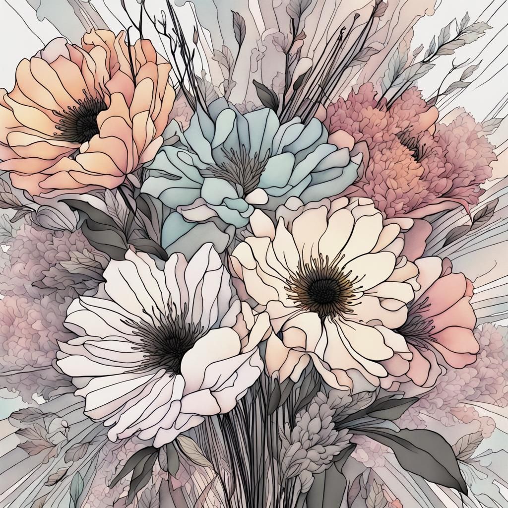 Line art bouquet   by @arbybuckle