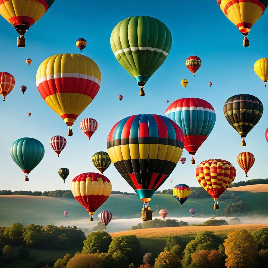 whimsical scene of an (upside down:1.5) Hot air balloons