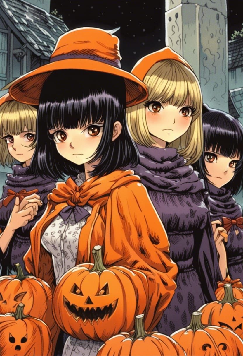 A coven of witches drawn in the style of the claymore manga