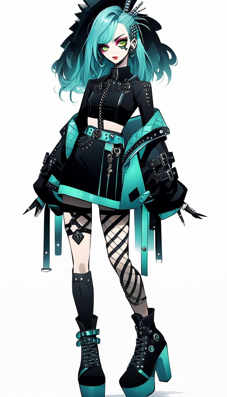 Light hot girl style gorgeous decorative punk character