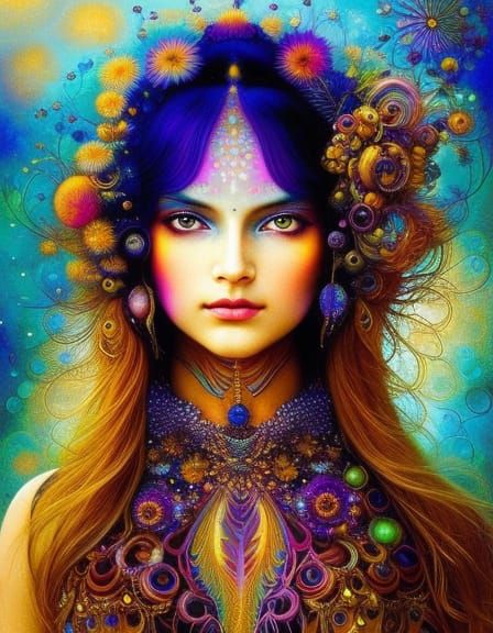 Cosmic Hippie Girl - AI Generated Artwork - NightCafe Creator