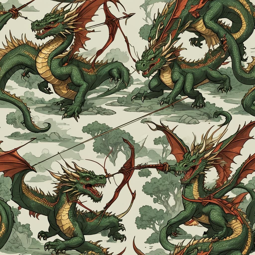 A dragon shooting arrows