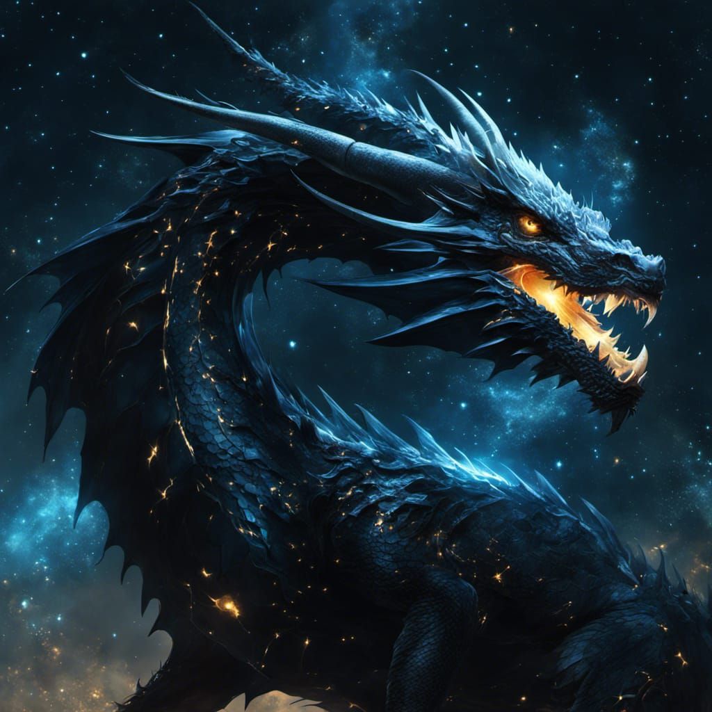 centered gorgeous epic dragon with constellation inside on ...