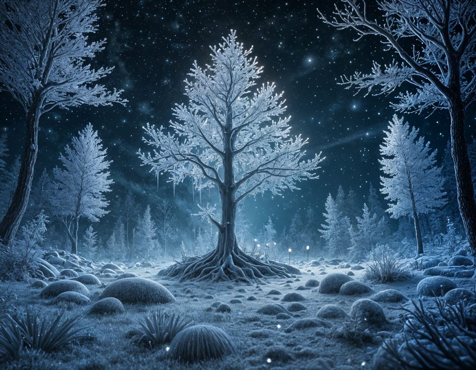 Mystical crystal forest ❄️🌳  by @TimanazArt