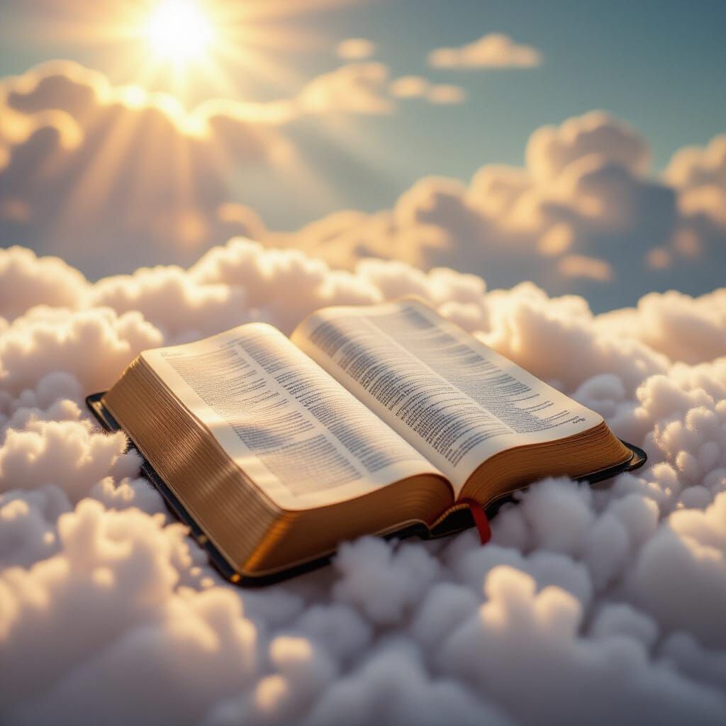 Open Bible on Cloud with Divine Light